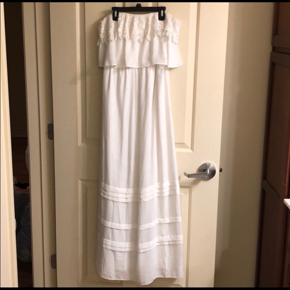 Stunning white strapless maxi dress
